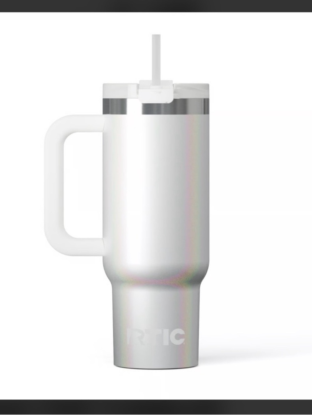 RTIC White Insulated Travel Mug with Handle and Straw